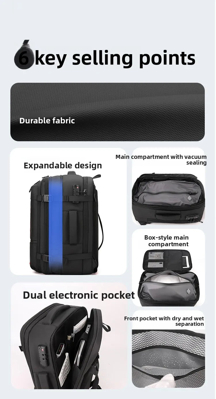 Mochila multifuncional compresión al vacío unisex | Equipaje de mano con compartimento portátil