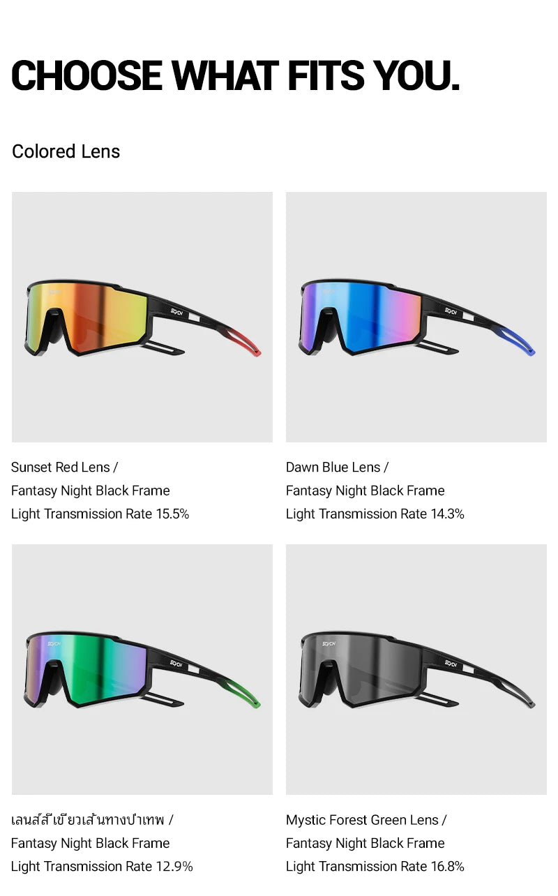 SCVCN Outdoor Cycling Sunglasses Men MTB Road Driving Bike Glasses Sports Hiking Women Bicycle Cycling Glasses UV400 Goggles