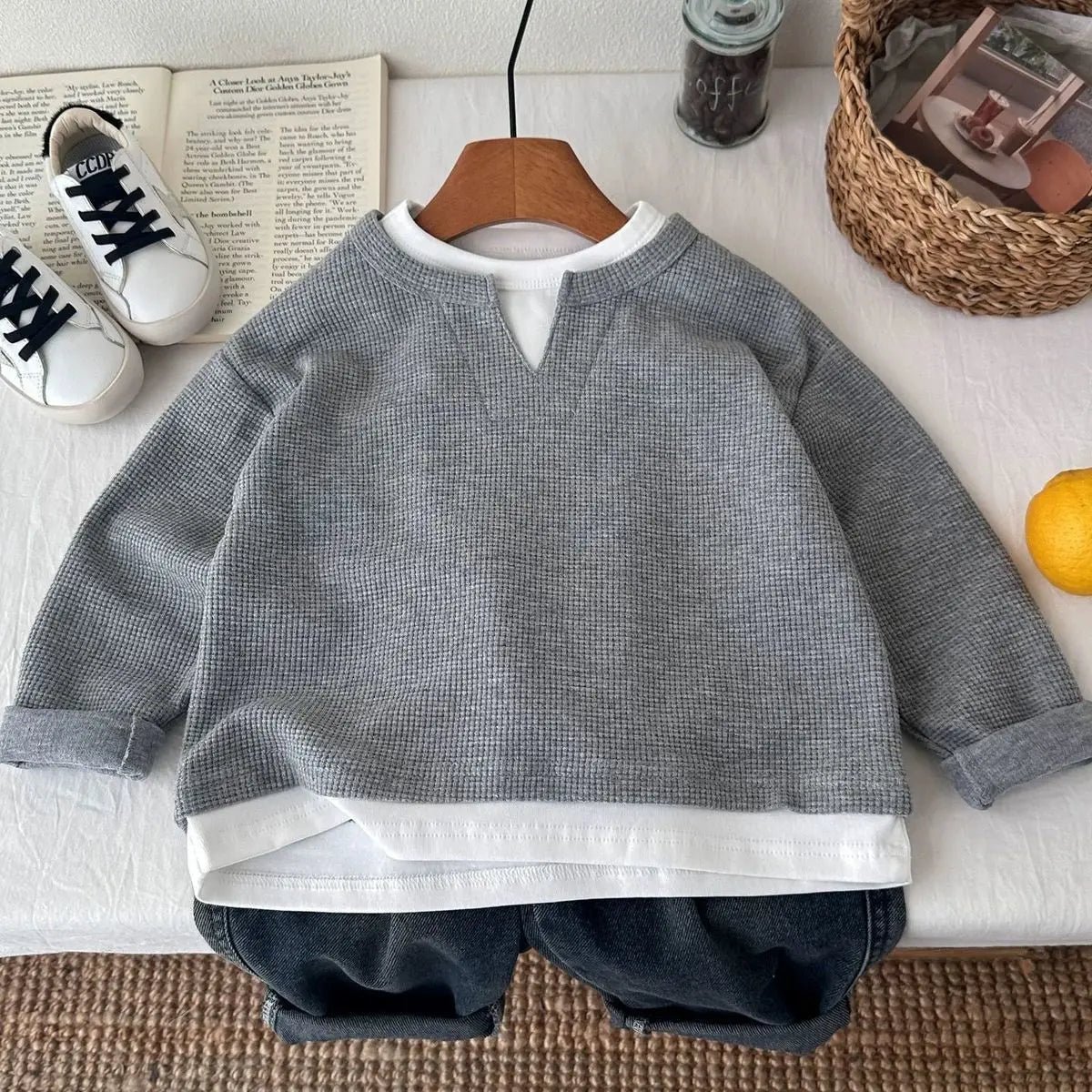 Hoodie waffle de dos piezas – Niños 1-8 años
