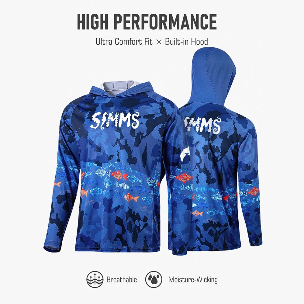 Camiseta de pesca con capucha UPF 50+ – Estampado hojas, hombre