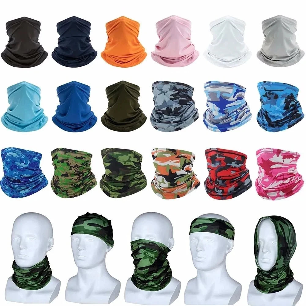 Buff multifuncional tipo turbante para ciclismo y actividades al aire libre: protección para el cuello y la cabeza, tejido de seda fría con protección solar; apto para hombres y mujeres (pesca, senderismo, máscara).