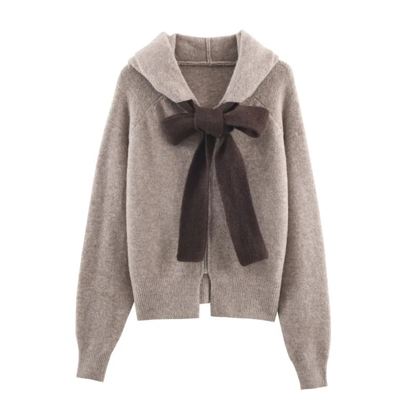 Hoodie tejido con detalle de lazo – Mujer
