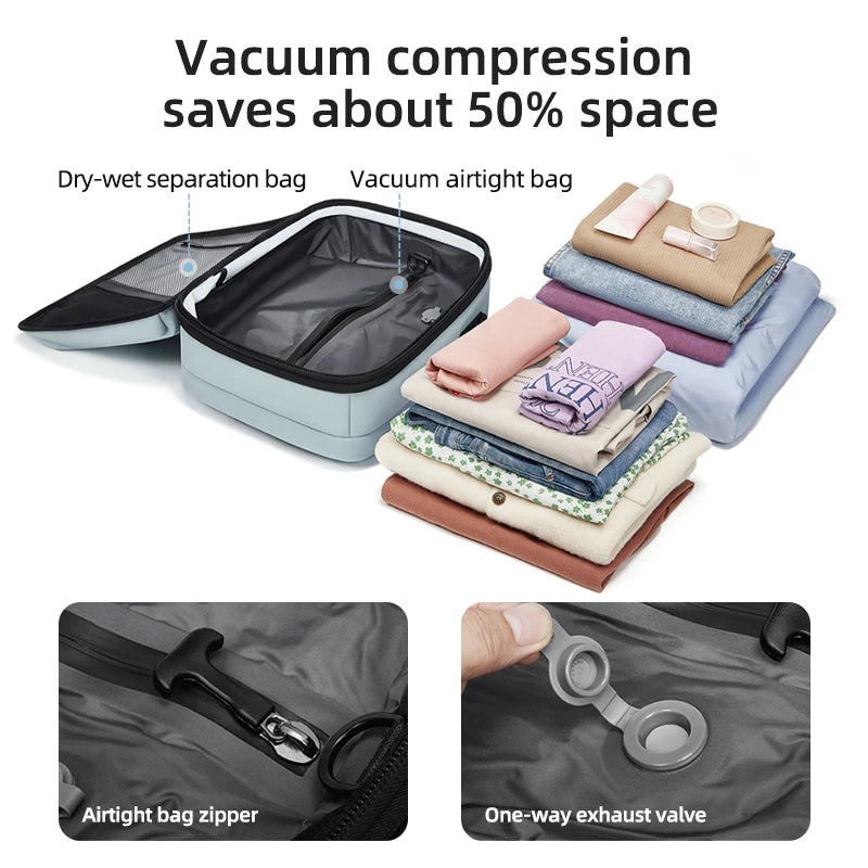 Mochila casual compresión al vacío 40L | Puerto USB, portátil 16” para escuela y viajes