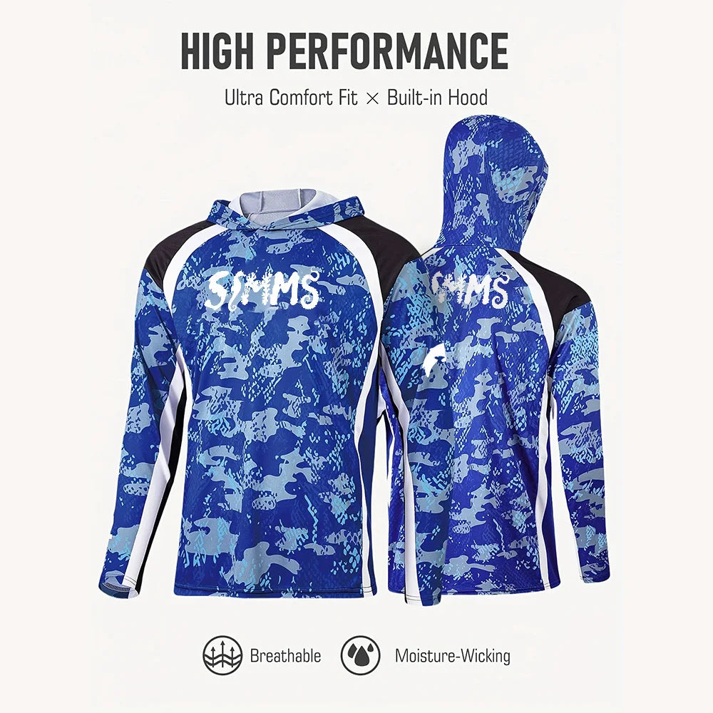 Camiseta de pesca con capucha UPF 50+ – Estampado hojas, hombre