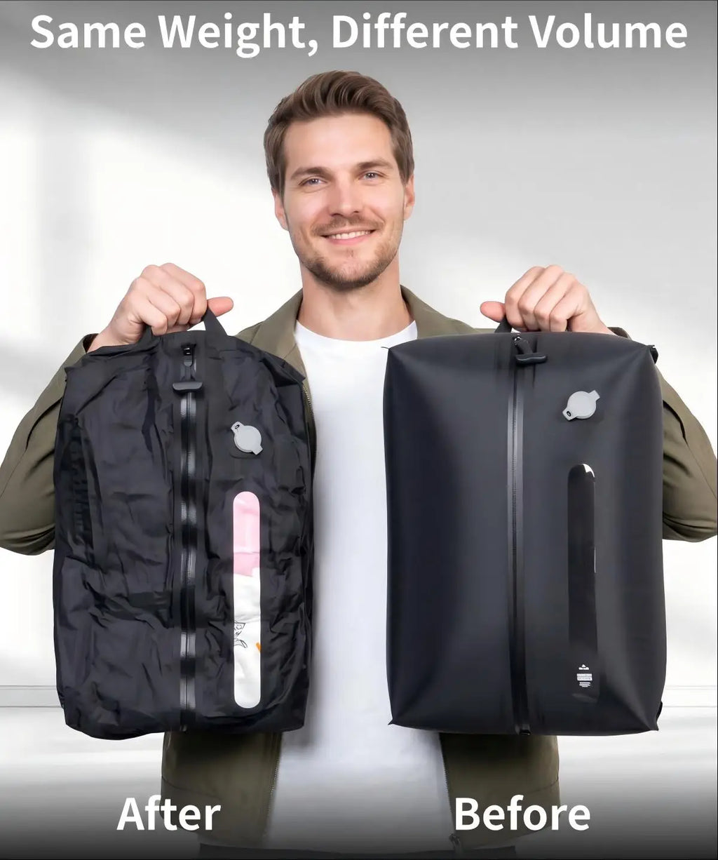 Bolsa de compresión al vacío con ventana y bomba, reutilizable, impermeable y ahorradora de espacio para equipaje y maletas.