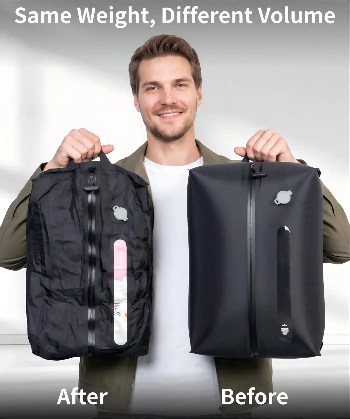 Bolsa de compresión al vacío con ventana y bomba, reutilizable, impermeable y ahorradora de espacio para equipaje y maletas.