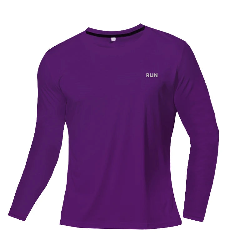 Camiseta de manga larga para hombre con protección solar UPF 50+; ideal para natación, pesca, senderismo y correr; tejido de secado rápido y ligero.