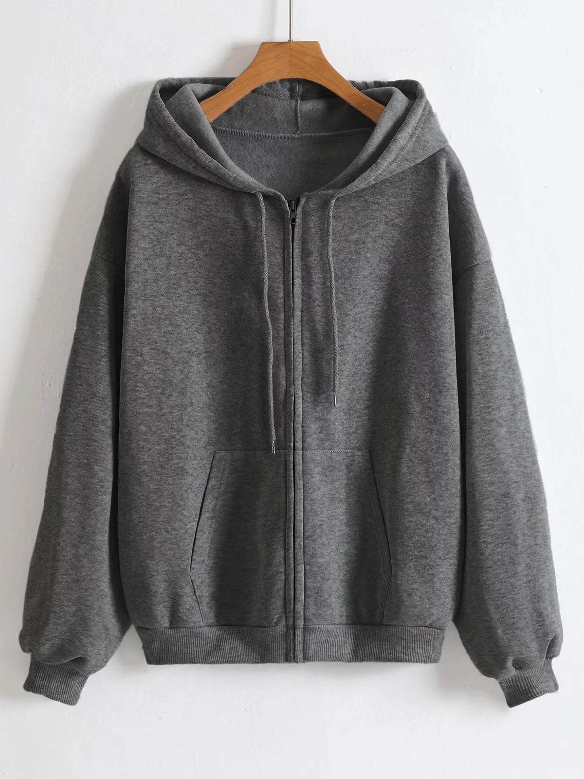 Hoodie oversize con cierre – Estilo coreano mujer