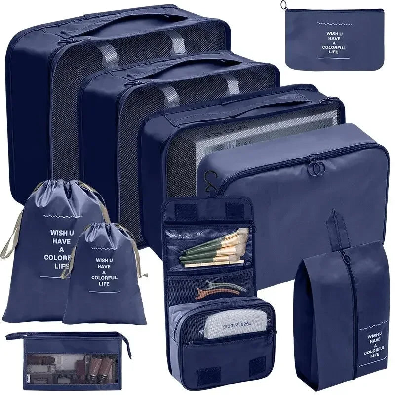 Set organizadores de viaje: cubos de embalaje, bolsas para maleta y fundas para ropa y zapatos