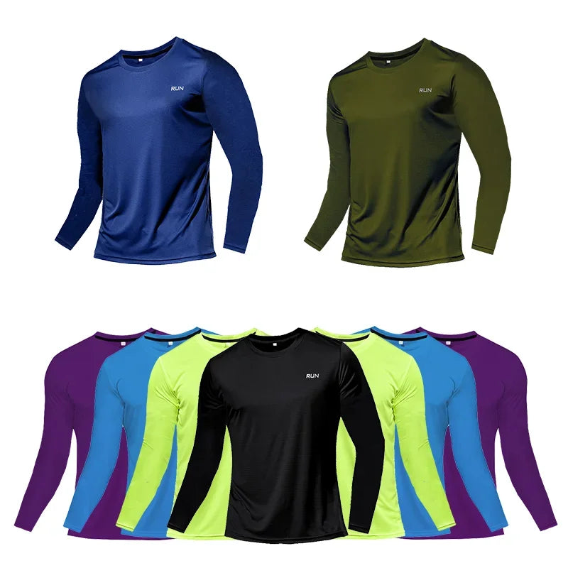 Camiseta de manga larga para hombre con protección UV UPF 50+, ligera, de secado rápido y transpirable; ideal para actividades al aire libre como correr, pescar, hacer senderismo y practicar deporte.