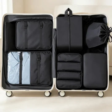 Set organizadores de viaje: cubos de embalaje, bolsas para maleta y fundas para ropa y zapatos