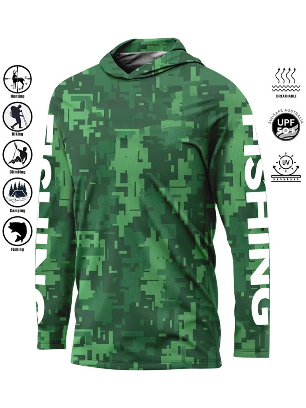 Camiseta de pesca con capucha UPF 50+ – Secado rápido y absorción de humedad