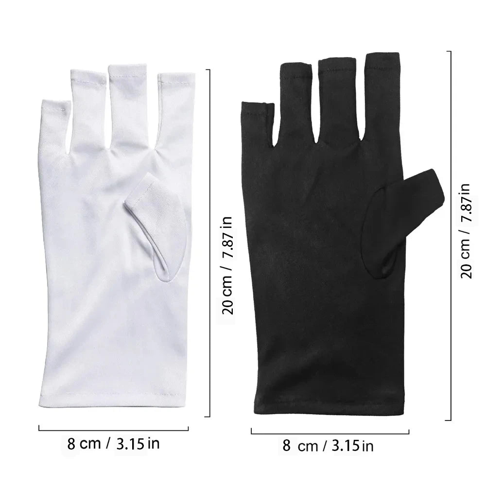 Guantes de gel con protección UV; guantes elásticos sin dedos para proteger las manos durante el arte de uñas, aptos para uso doméstico y en exteriores.