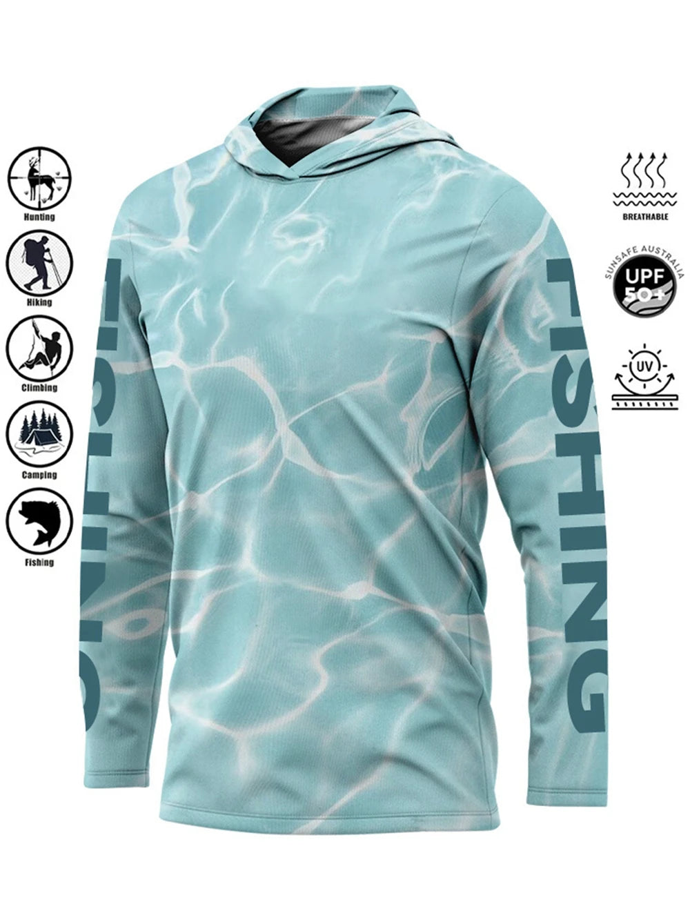 Camiseta de pesca con capucha UPF 50+ – Secado rápido y absorción de humedad