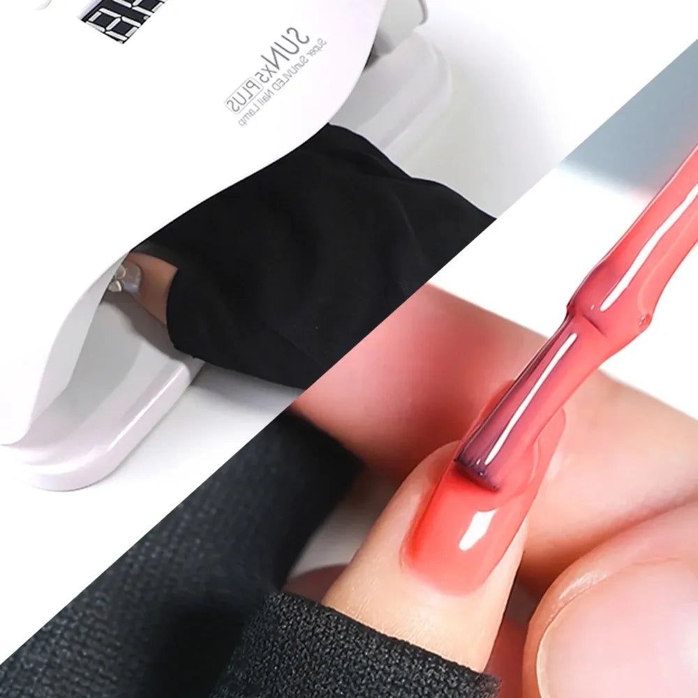 Guantes de gel con protección UV; guantes elásticos sin dedos para proteger las manos durante el arte de uñas, aptos para uso doméstico y en exteriores.