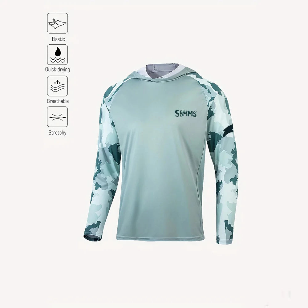 Camiseta de pesca con capucha UPF 50+ – Estampado hojas, hombre