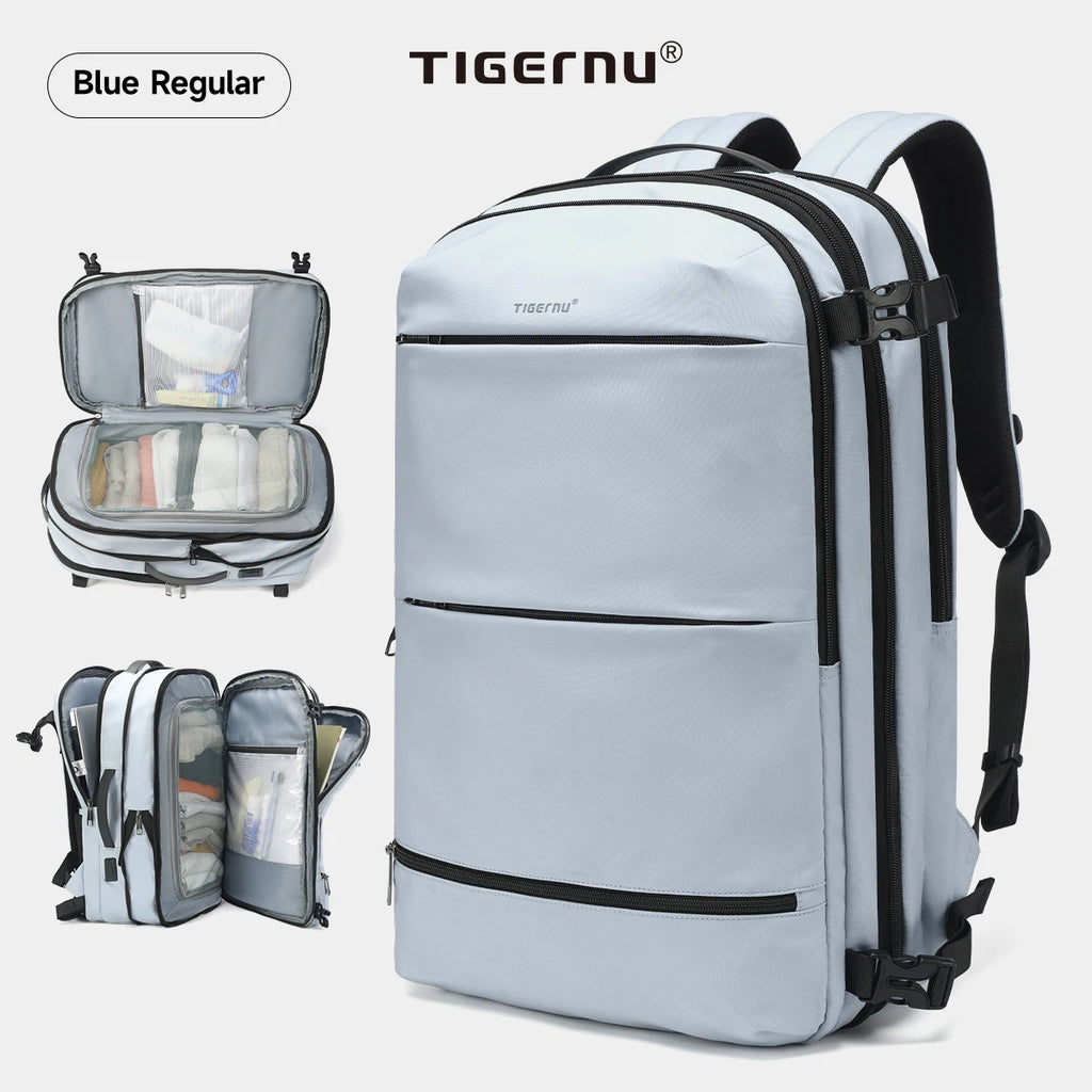 Mochila de viaje compresión al vacío 27–37L unisex | USB, portátil 17” y apta cabina