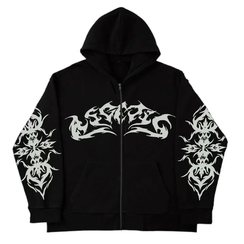 Hoodie retro con estampado – Unisex