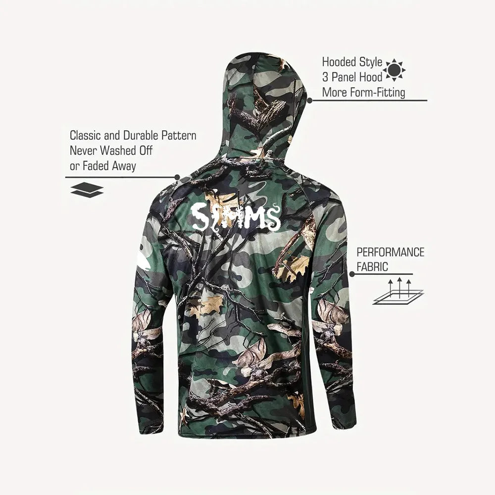 Camiseta de pesca con capucha UPF 50+ – Estampado hojas, hombre