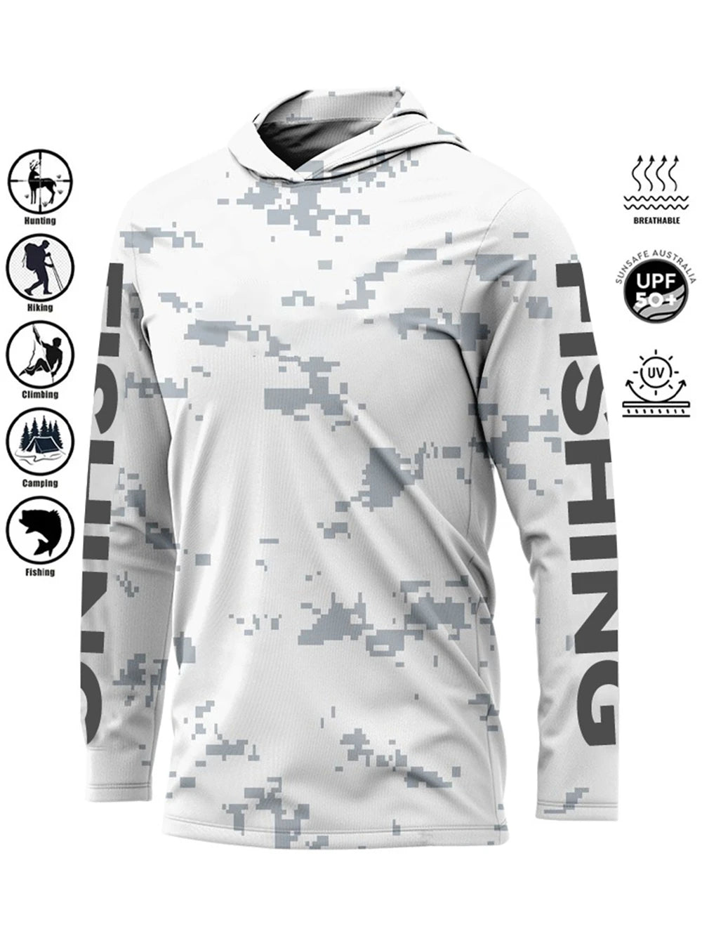 Camiseta de pesca con capucha UPF 50+ – Secado rápido y absorción de humedad