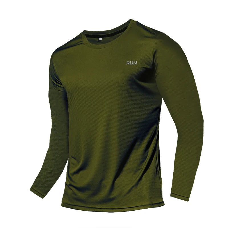 Camiseta de manga larga para hombre con protección solar UPF 50+; ideal para natación, pesca, senderismo y correr; tejido de secado rápido y ligero.