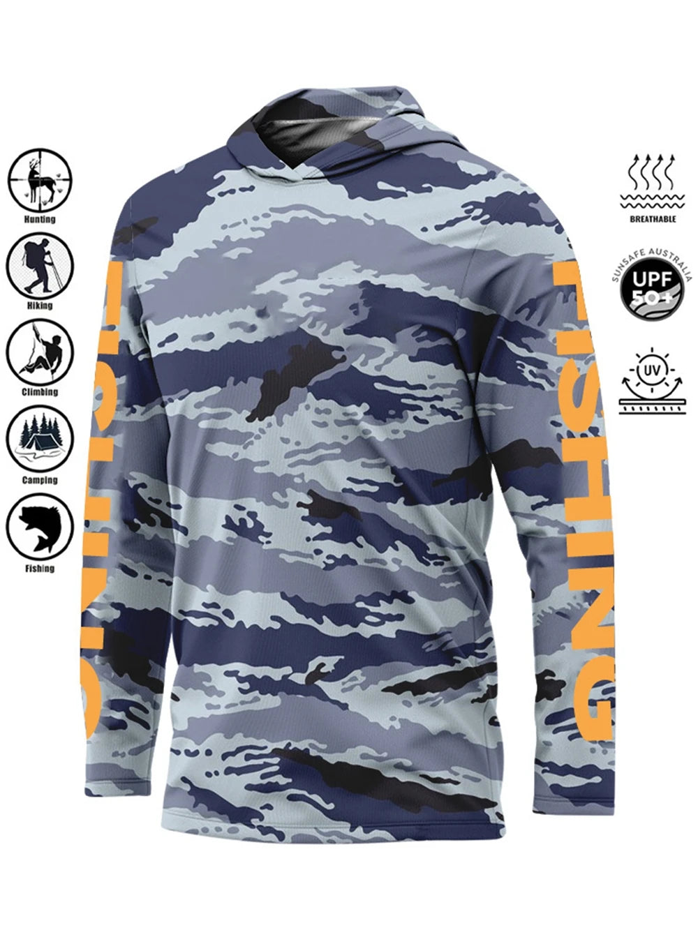 Camiseta de pesca con capucha UPF 50+ – Secado rápido y absorción de humedad