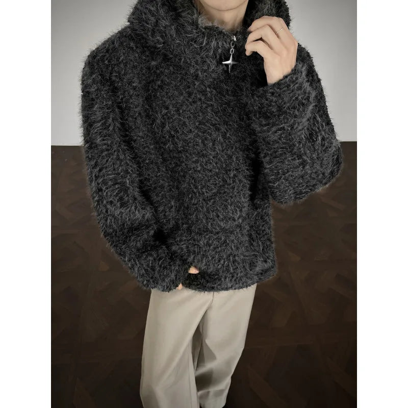 Hoodie de punto con medio cierre – Estilo urbano hombre