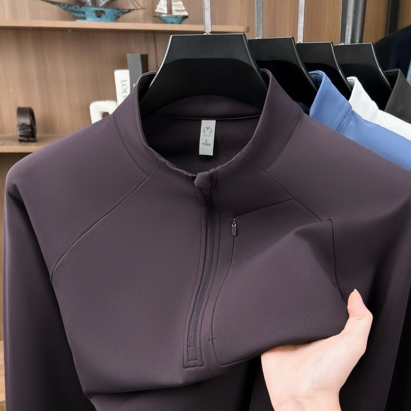 Sudadera casual de hombre con medio zipper y corte holgado
