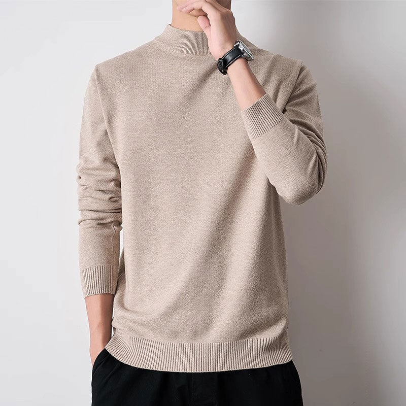 Sueter de punto de cuello alto para hombre con forro polar.