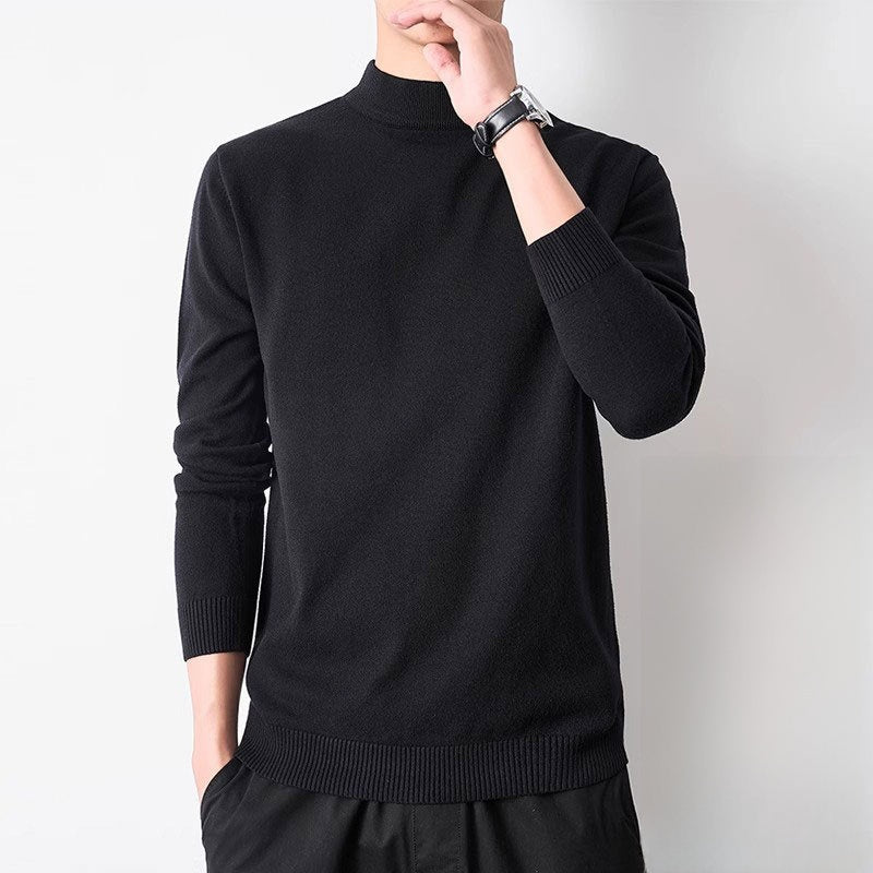 Sueter de punto de cuello alto para hombre con forro polar.