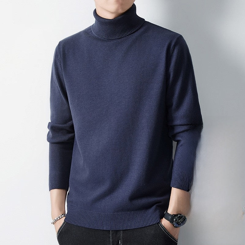 Sueter de punto de cuello alto para hombre con forro polar.