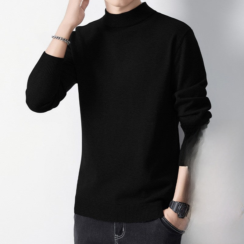 Sueter de punto de cuello alto para hombre con forro polar.